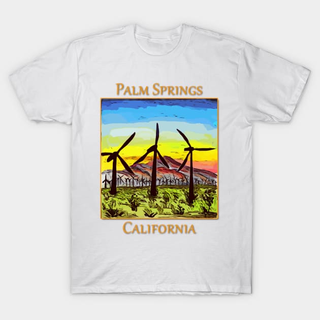 Wind Generators in Palm Springs California T-Shirt by WelshDesigns